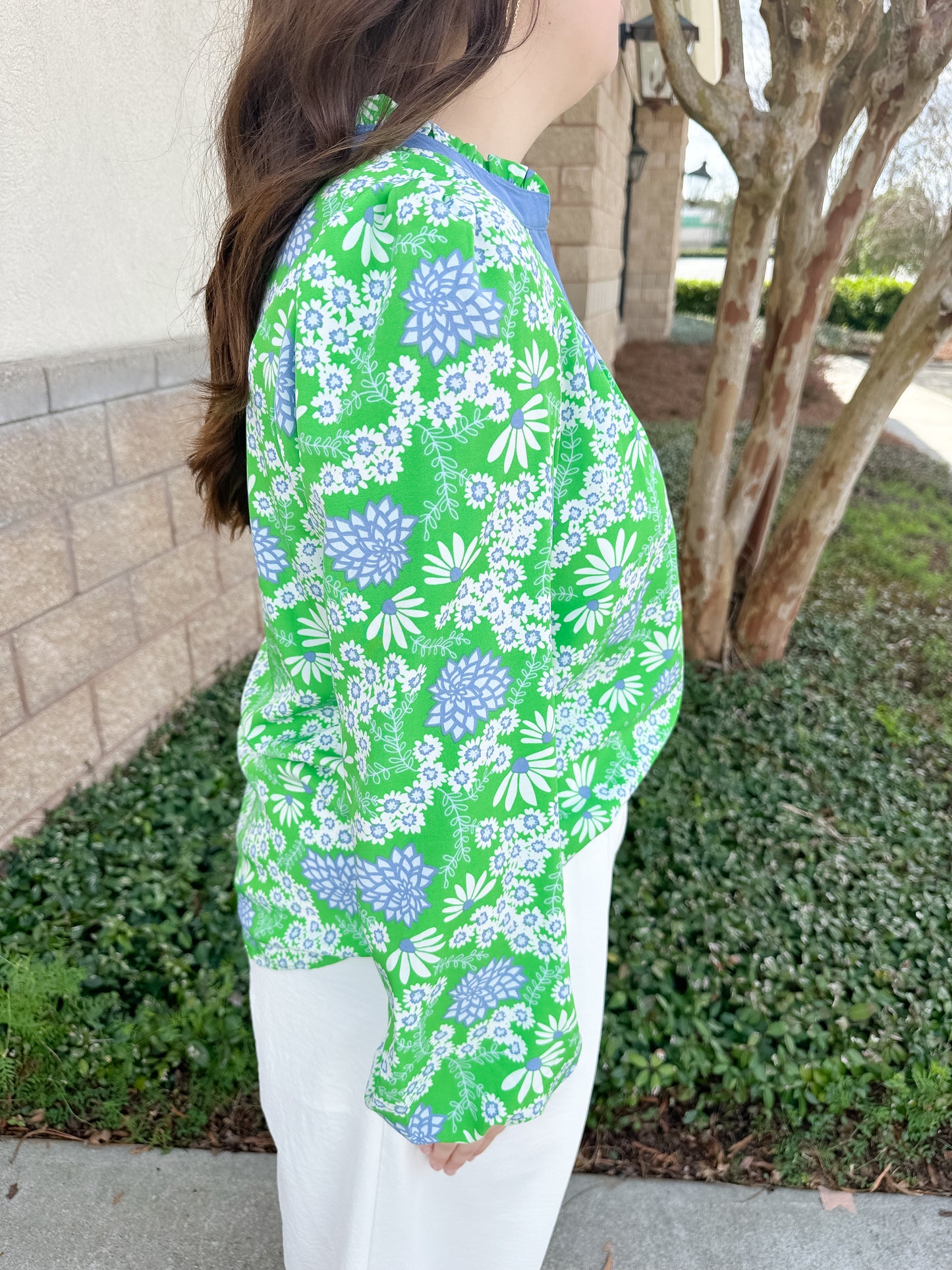 Gianna Top - Daisy Chain Green