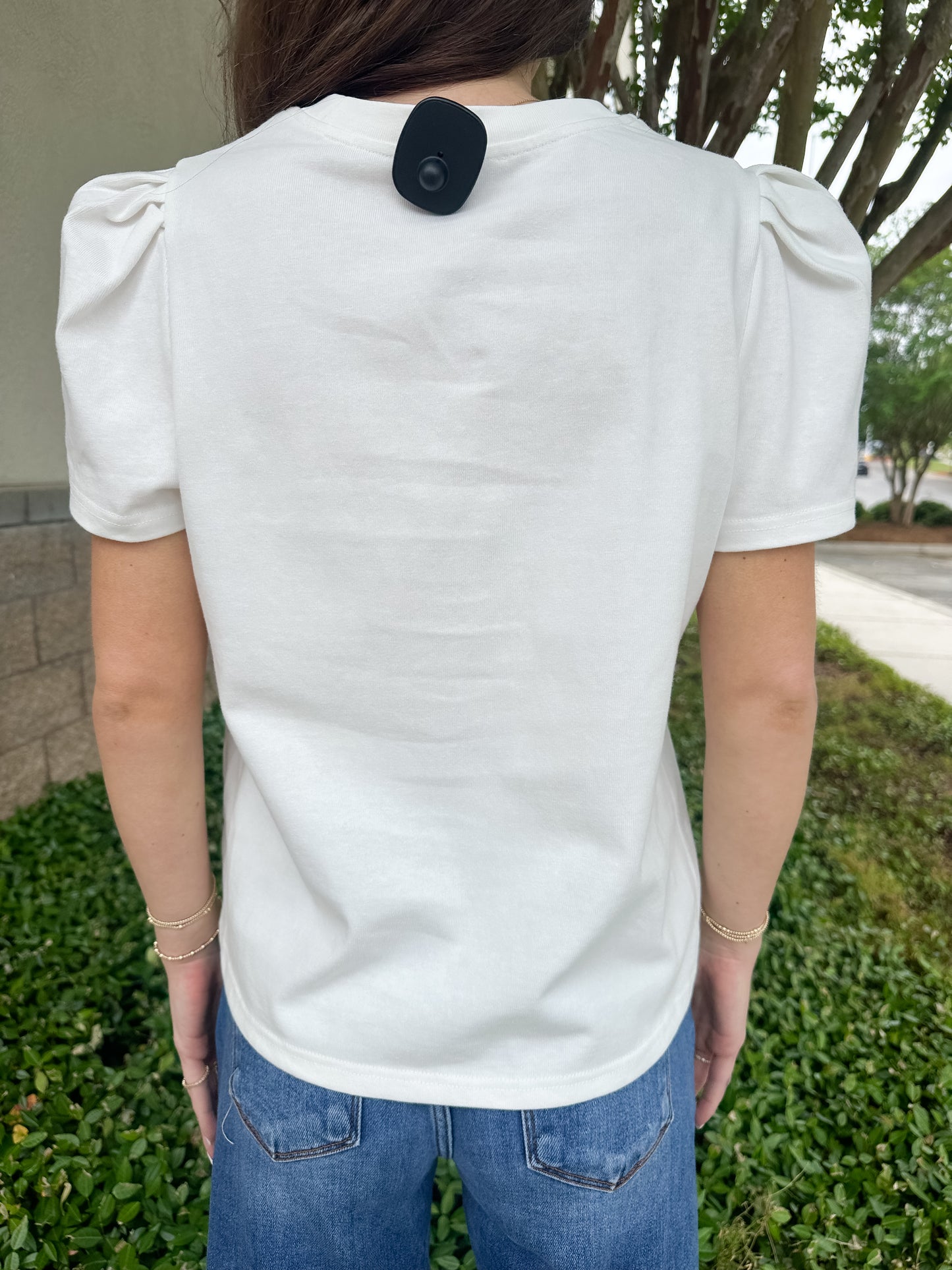Larissa Pleat Sleeve Tee - White