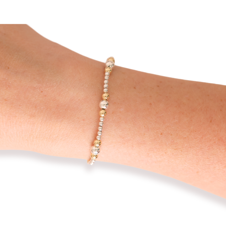 Dainty Sutton Bracelet in Silver with Gold: Standard 6.75 Inch