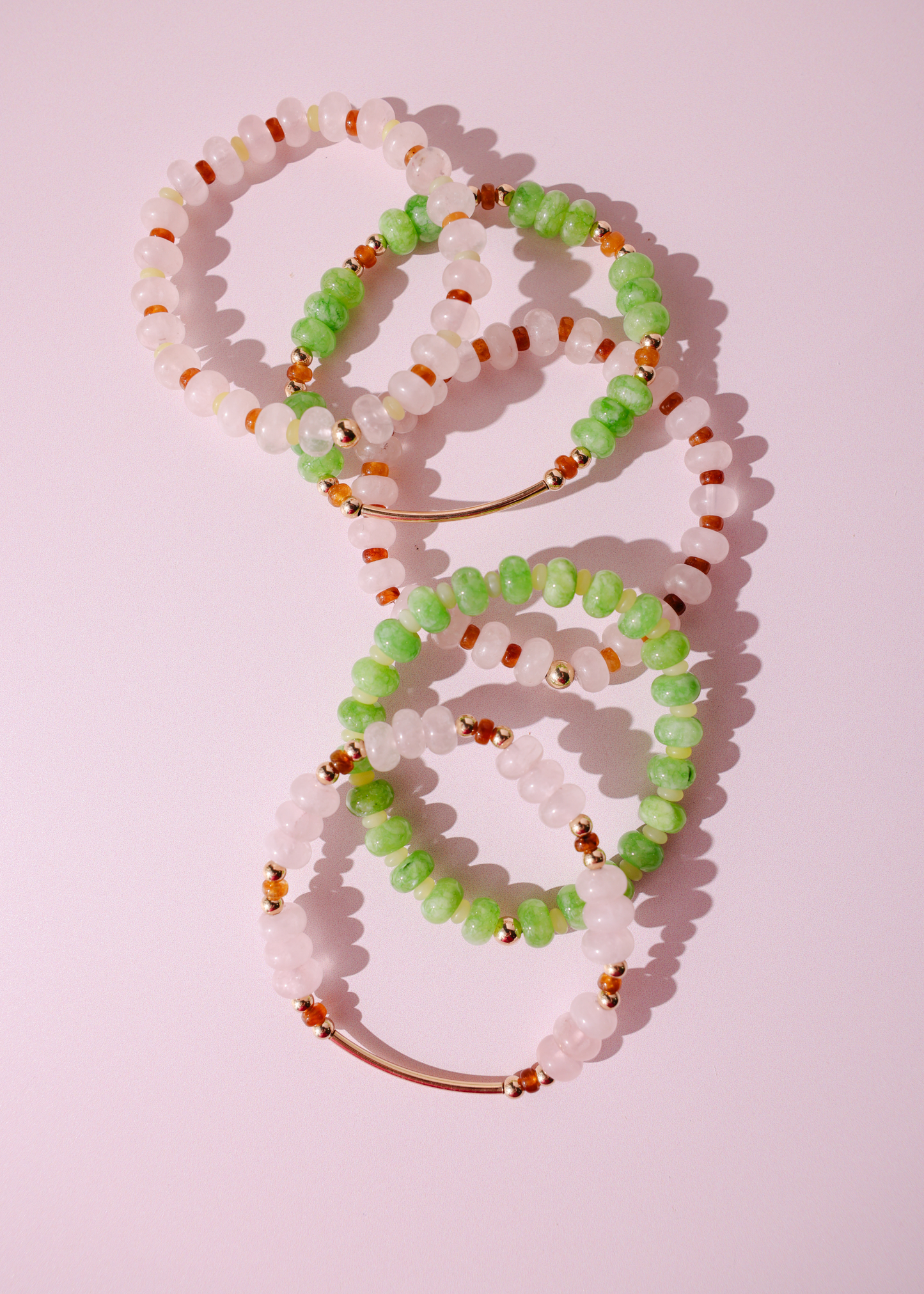 Caroline Bracelet in Pink and Brown: Standard 6.75 inch