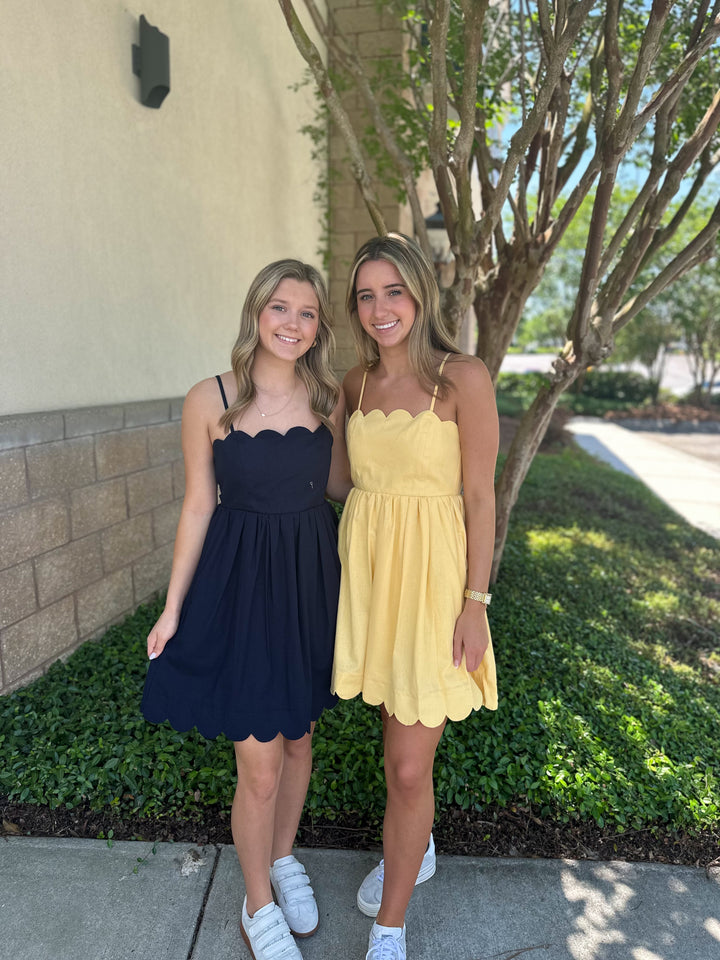 Scalloped Solid Mini Dress