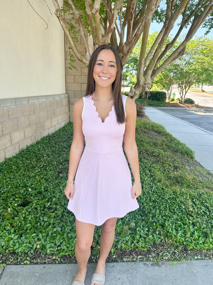 Raiyn Wrapped Scalloped Sports Dress - Pink