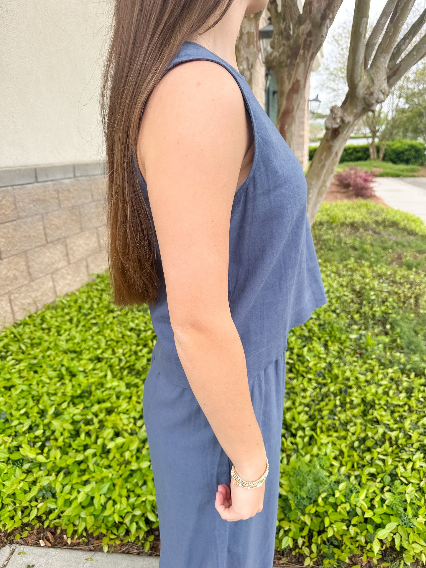 Sloane Linen Top - Vintage Indigo