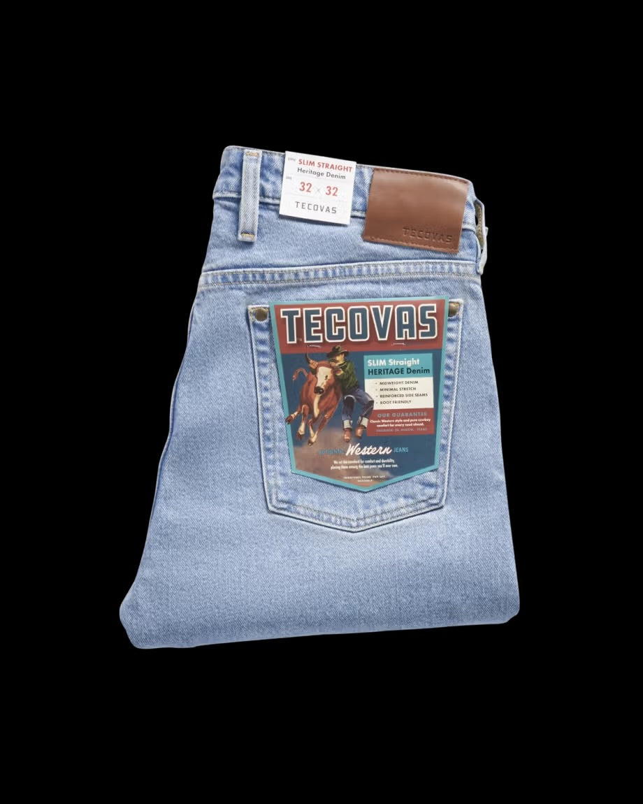 Tecovas Men’s Slim Straight Heritage Denim Jean - Light Blue Heritage
