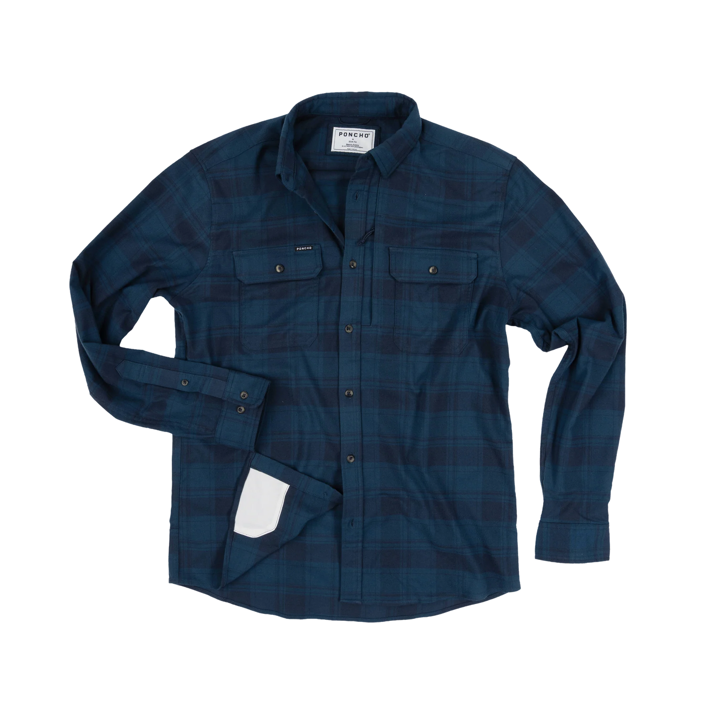 Poncho Men’s “The Blue Goose” Regular Performance Flannel - Dark Blue Plaid