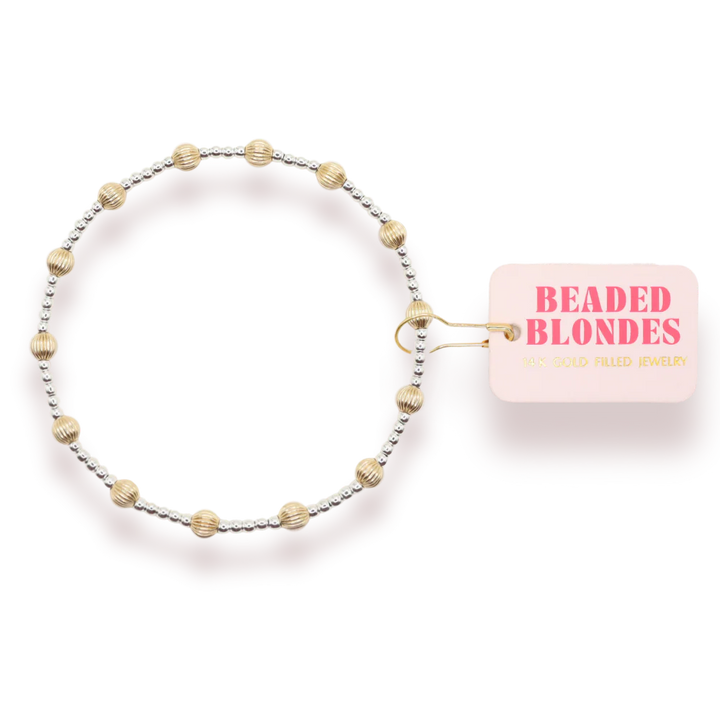 Beaded Blondes June Fluted Bracelet - Silver with Gold