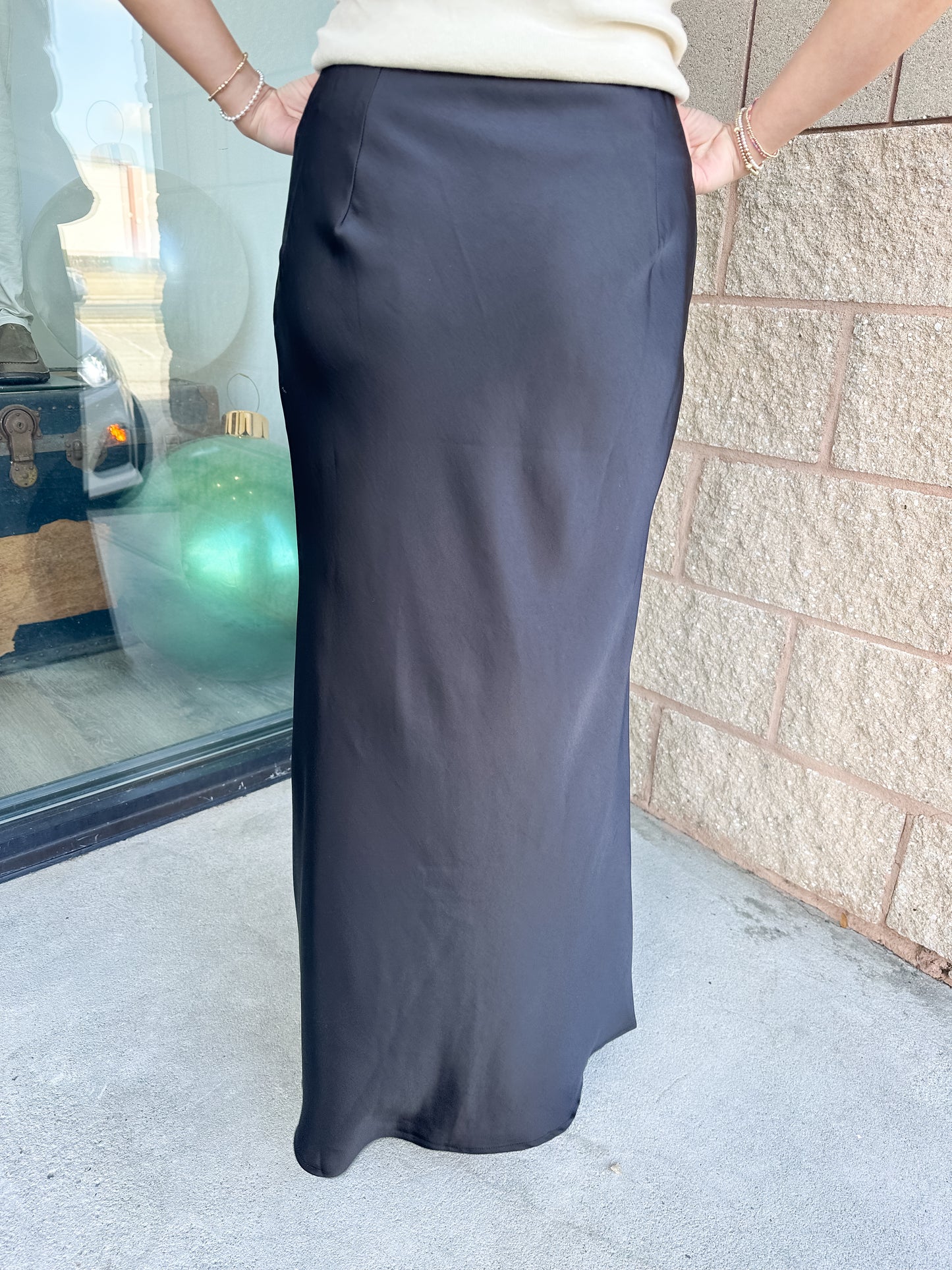 Pasha Satin Midi Skirt