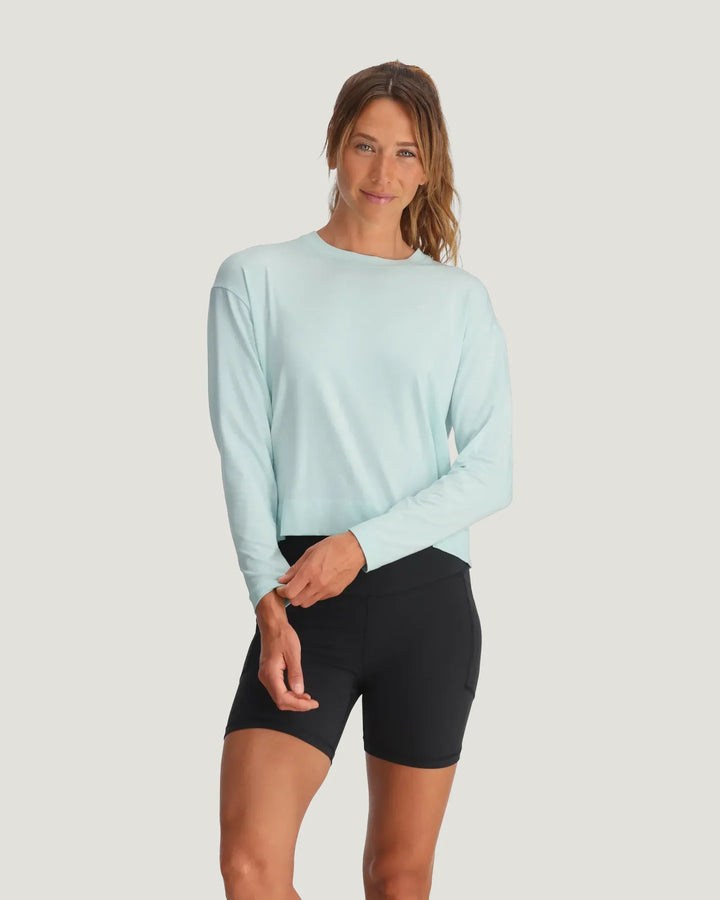 Free Fly Women’s Bamboo Shade Crossover Long Sleeve - Tropic Sea