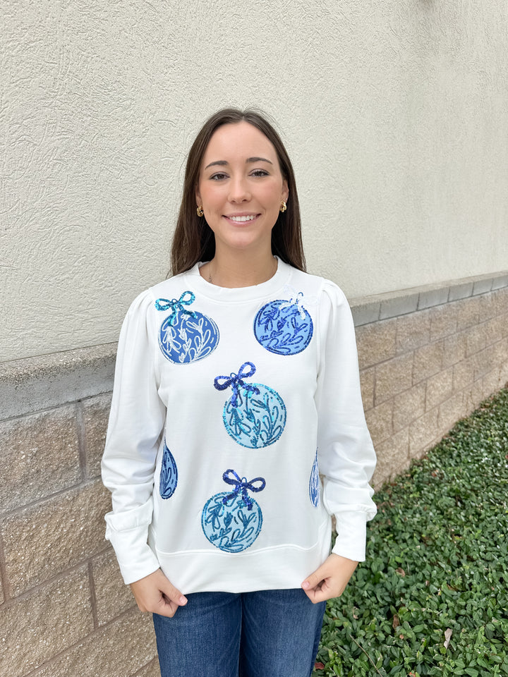 MS Kelly Sweatshirt - Blue Ornaments