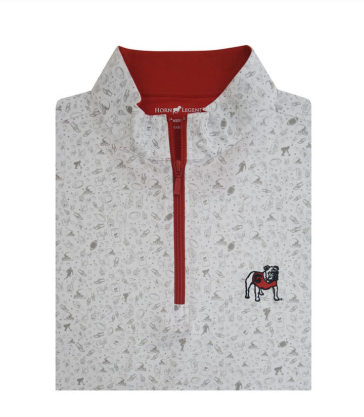 Horn Legend UGA Football Print Zip Pullover - White