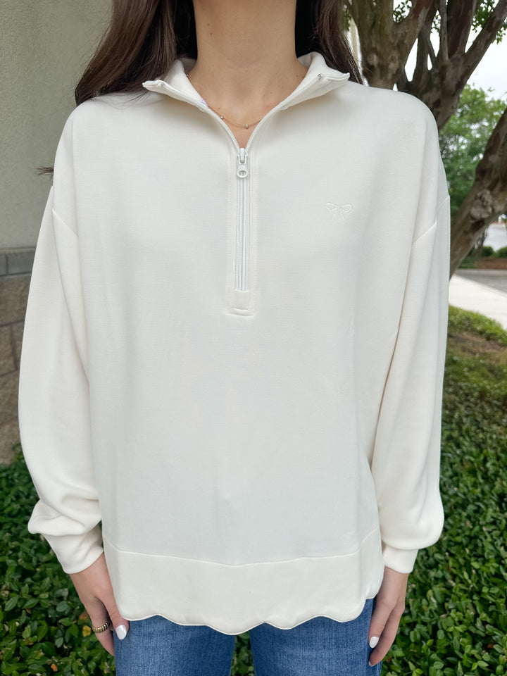 Rae Scalloped Pullover - Pearl