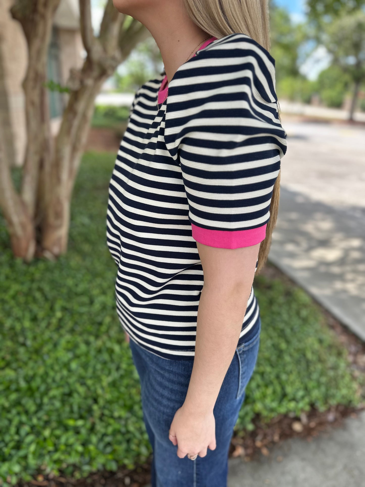 Spring & Stripe Top - Navy