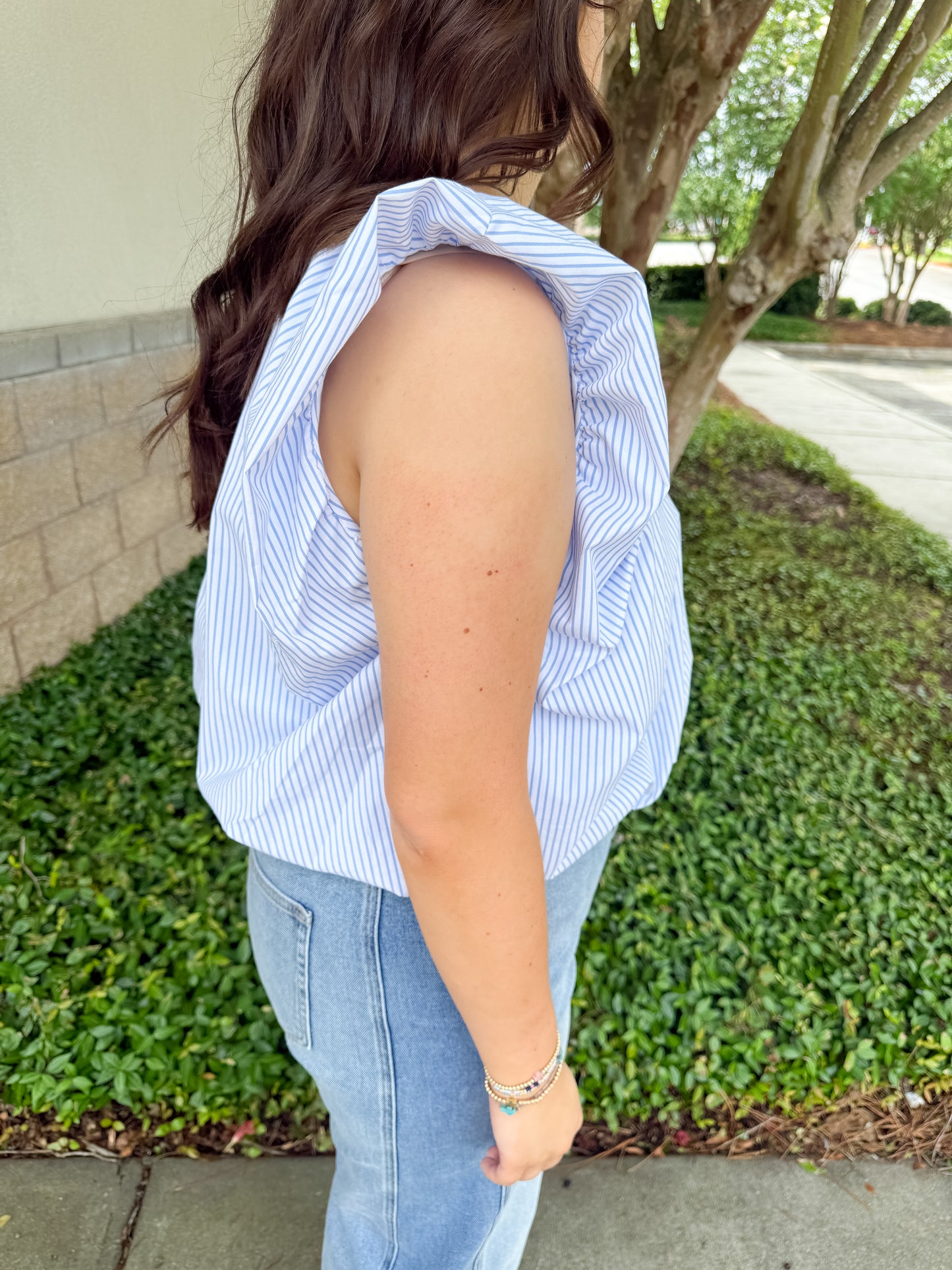 Francis Bubble Top - White & Blue