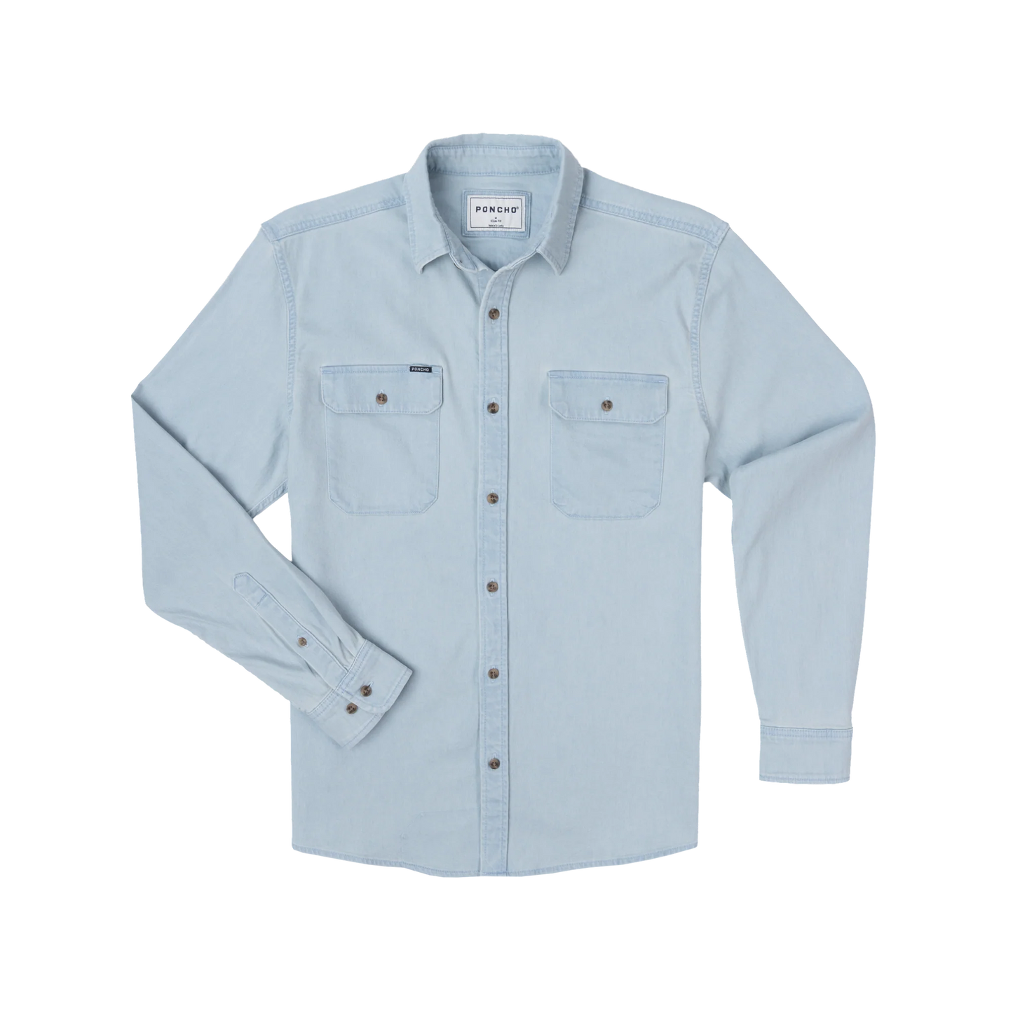 Poncho Men’s “The Judd” Denim Regular Shirt - Light Wash