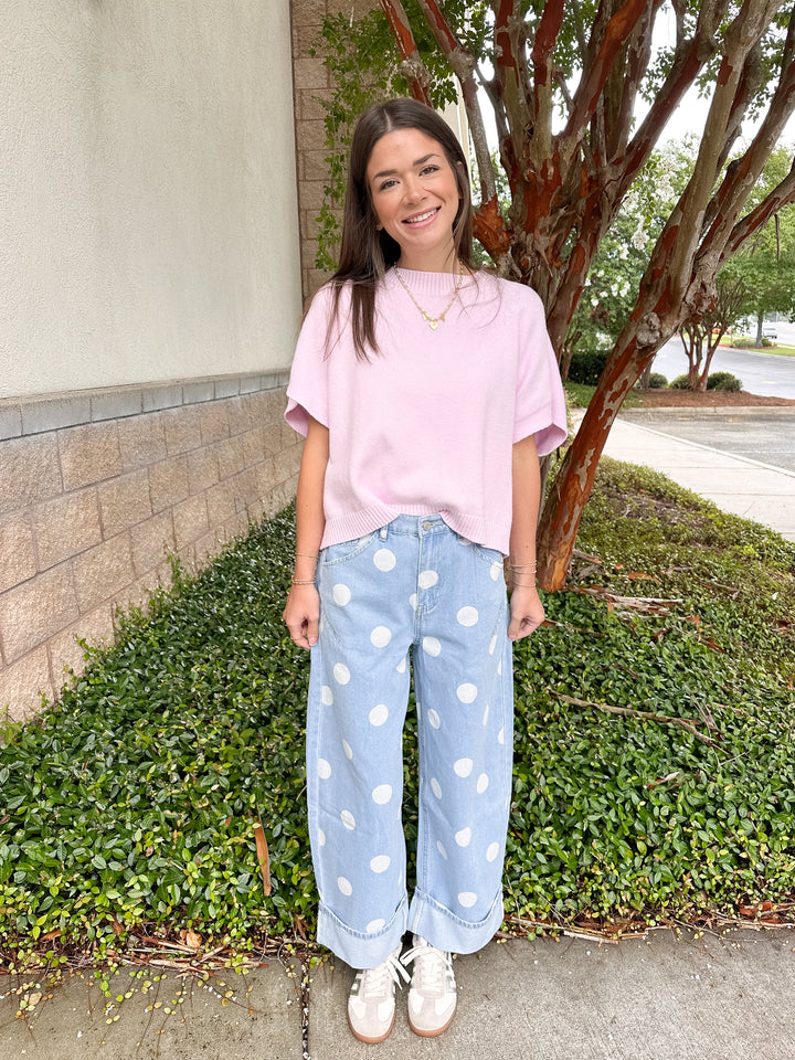 Rowan Polka Dot Barrel Jeans - Light Wash