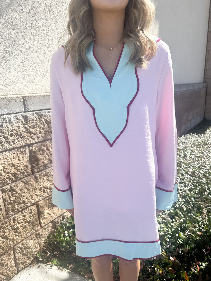 Palm Breeze V-Neck Mini Dress