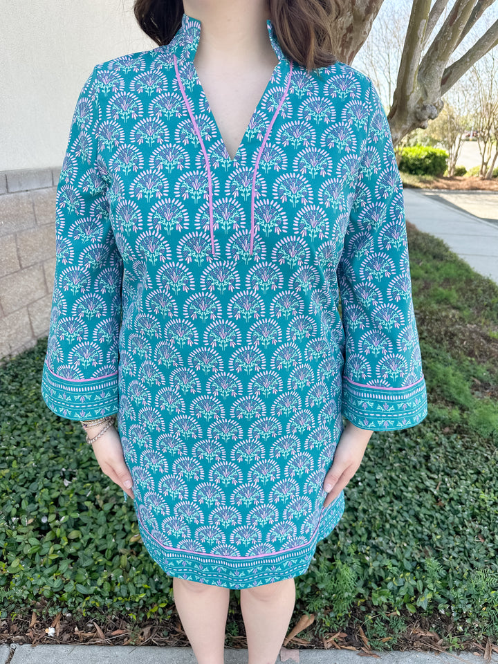 Brenda Dress - Sunshower Flora Ocean