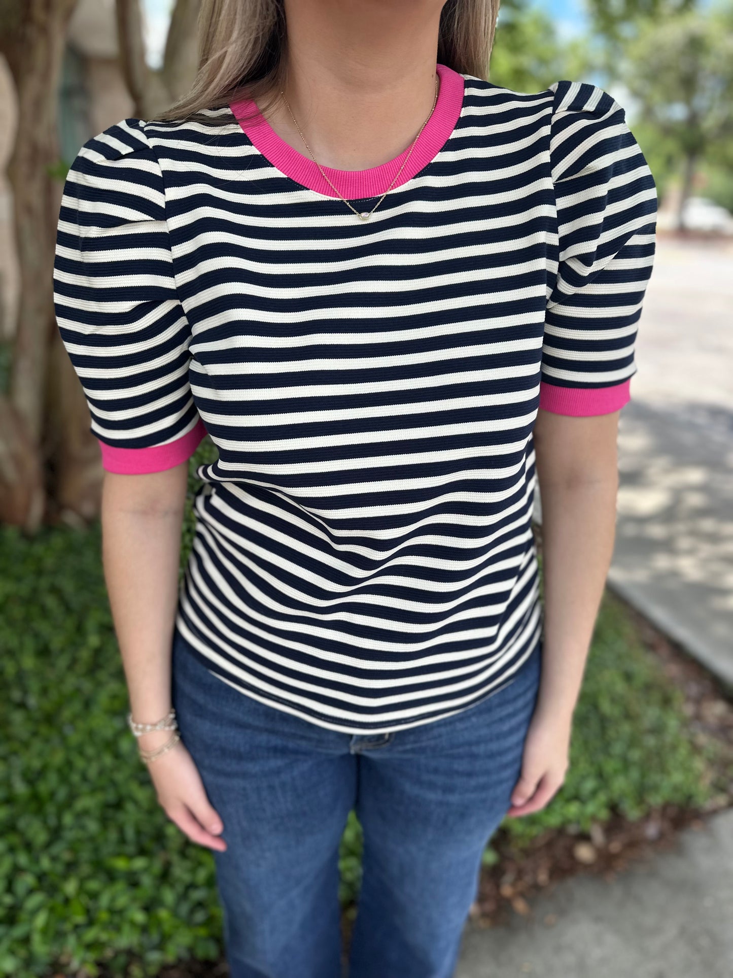 Spring & Stripe Top - Navy