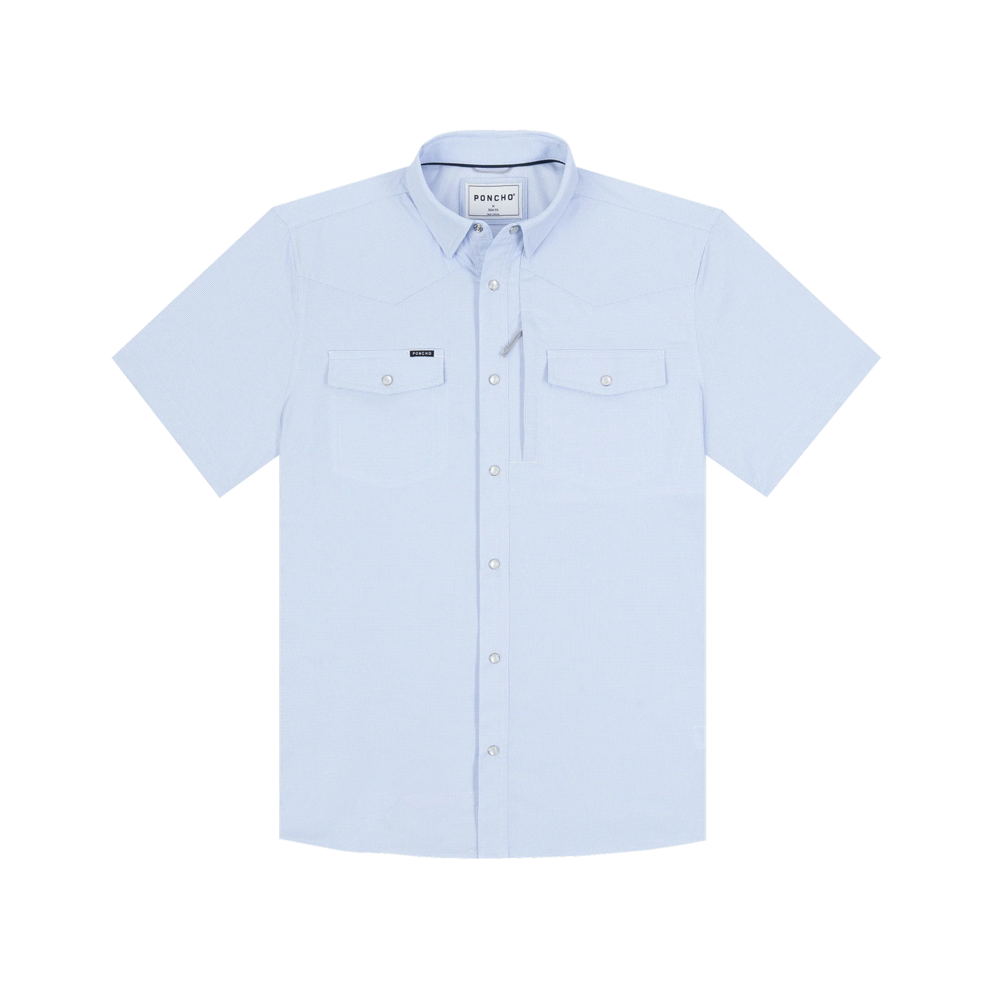 Poncho Men’s “The Padre” S/S Regular Shirt - Blue Micro-check