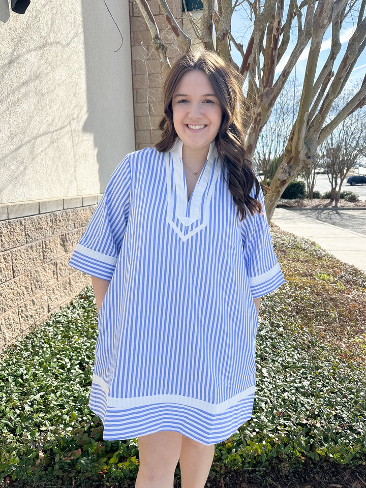 Logan Stripe Dress - Blue
