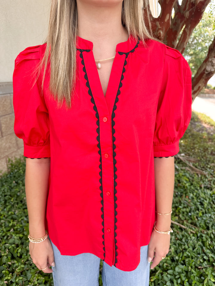 Elaine Top - Red & Black