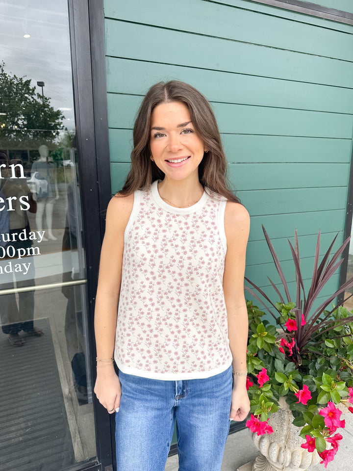 Susie Printed Tank Top - Blush Flower