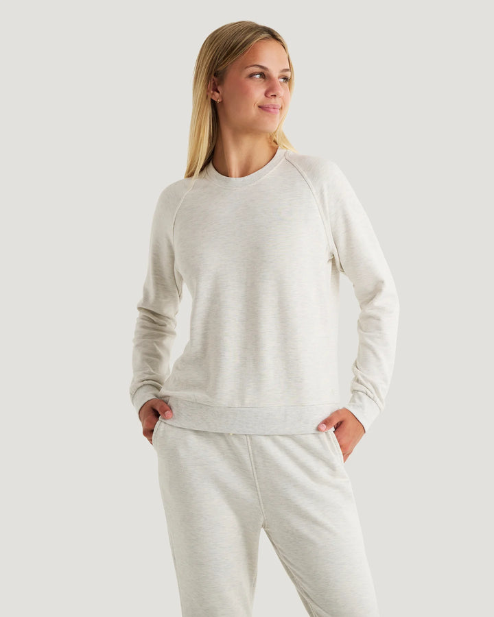 Free Fly Women’s Bamboo Lightweight Fleece Crew - Off White Heather