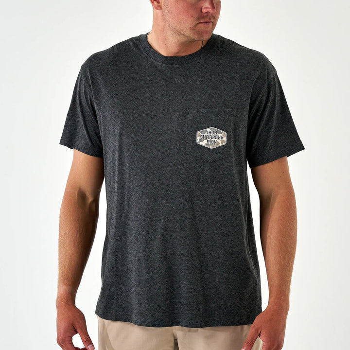 Burlebo Men’s Iron Sharpens Iron Pocket T-Shirt - Heather Black