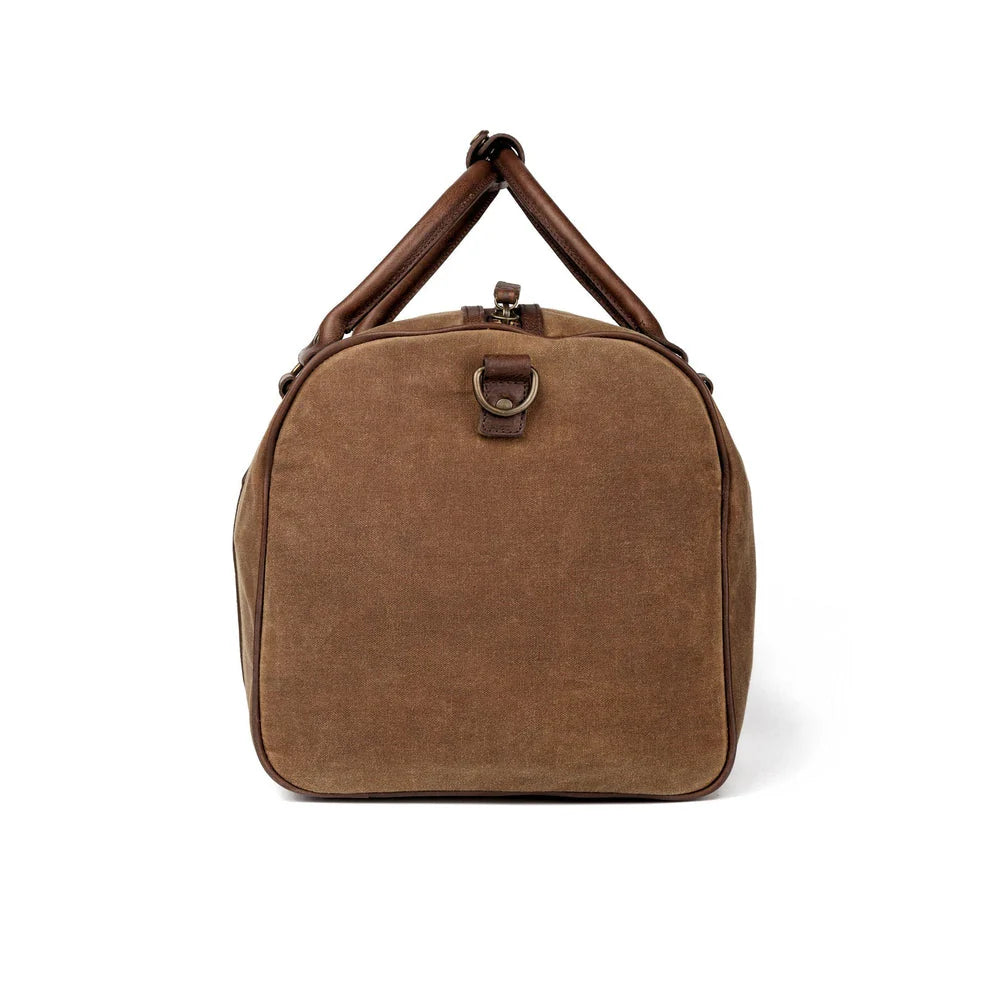 Mission Mercantile Campaign Waxed Canvas Medium Field Duffle Bag - Smoke Brown