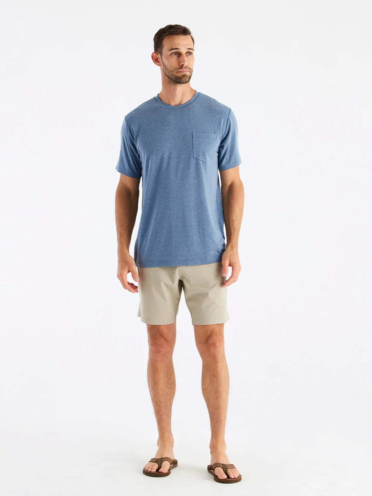 Free Fly Men’s Bamboo Flex Pocket Tee - Heather Deep Water
