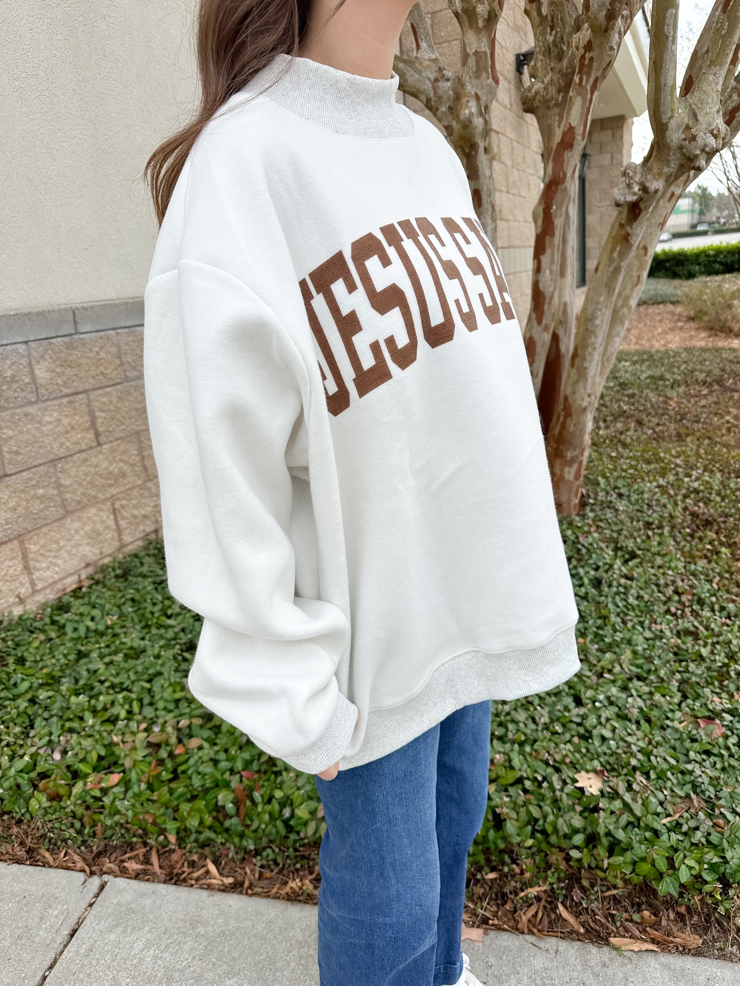 Jesus Saves Reversible Mockneck Sweatshirt