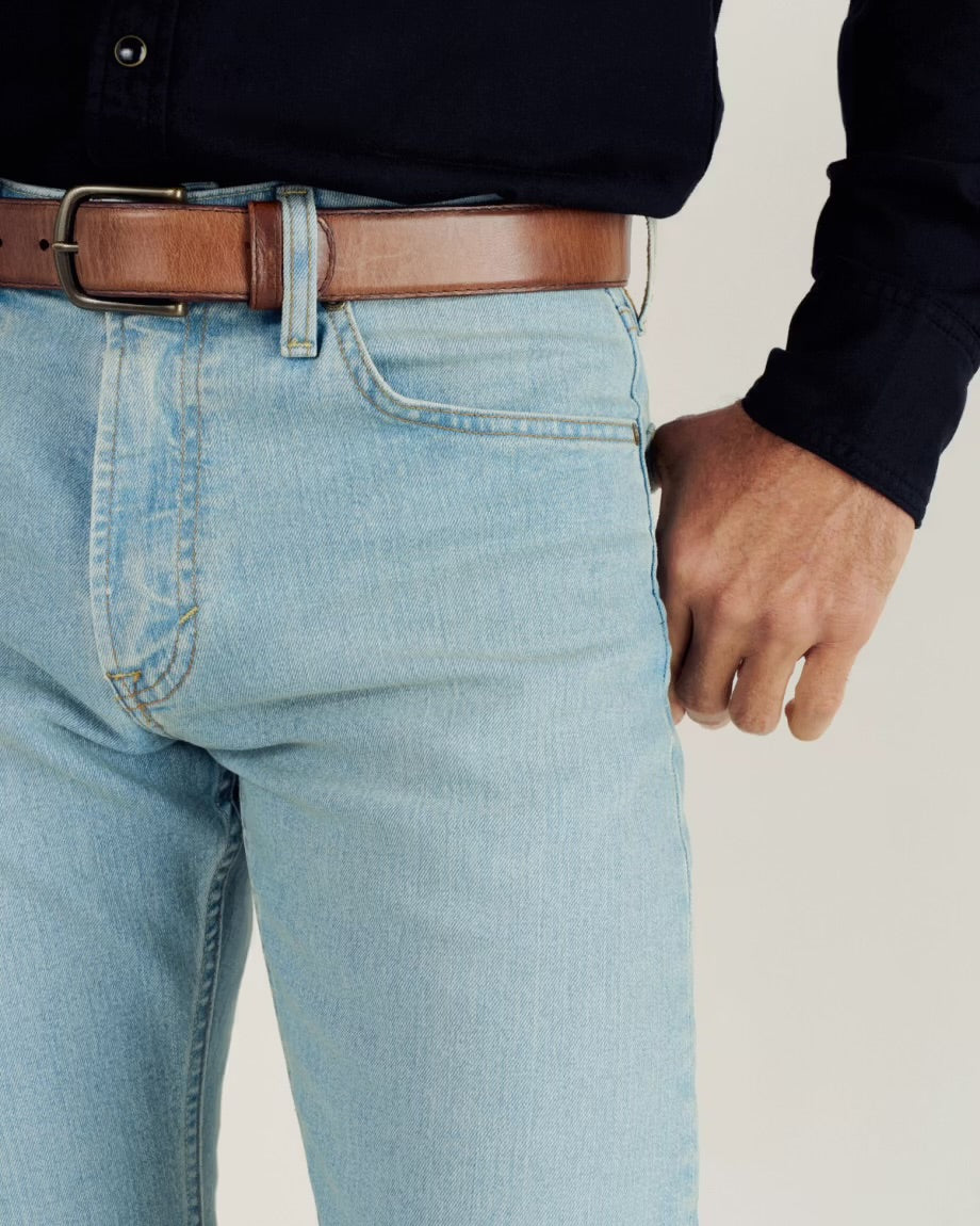 Tecovas Men’s Slim Straight Stretch Denim Jean - Light Stone Wash
