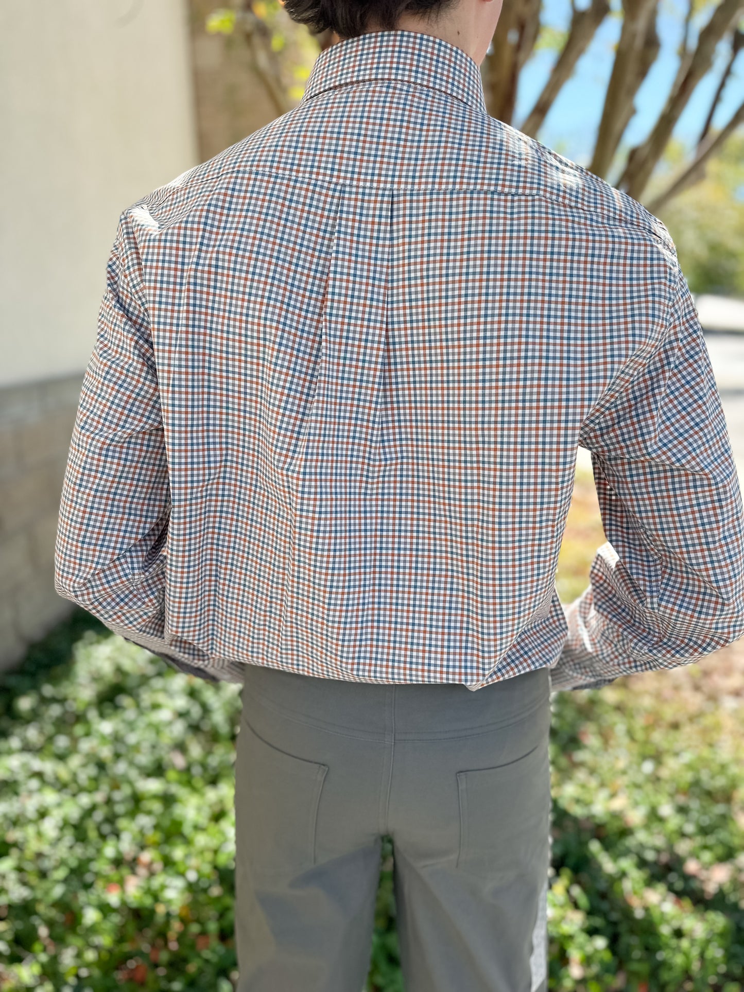 S. Casanova F25 Dusty Amber Check Button Down