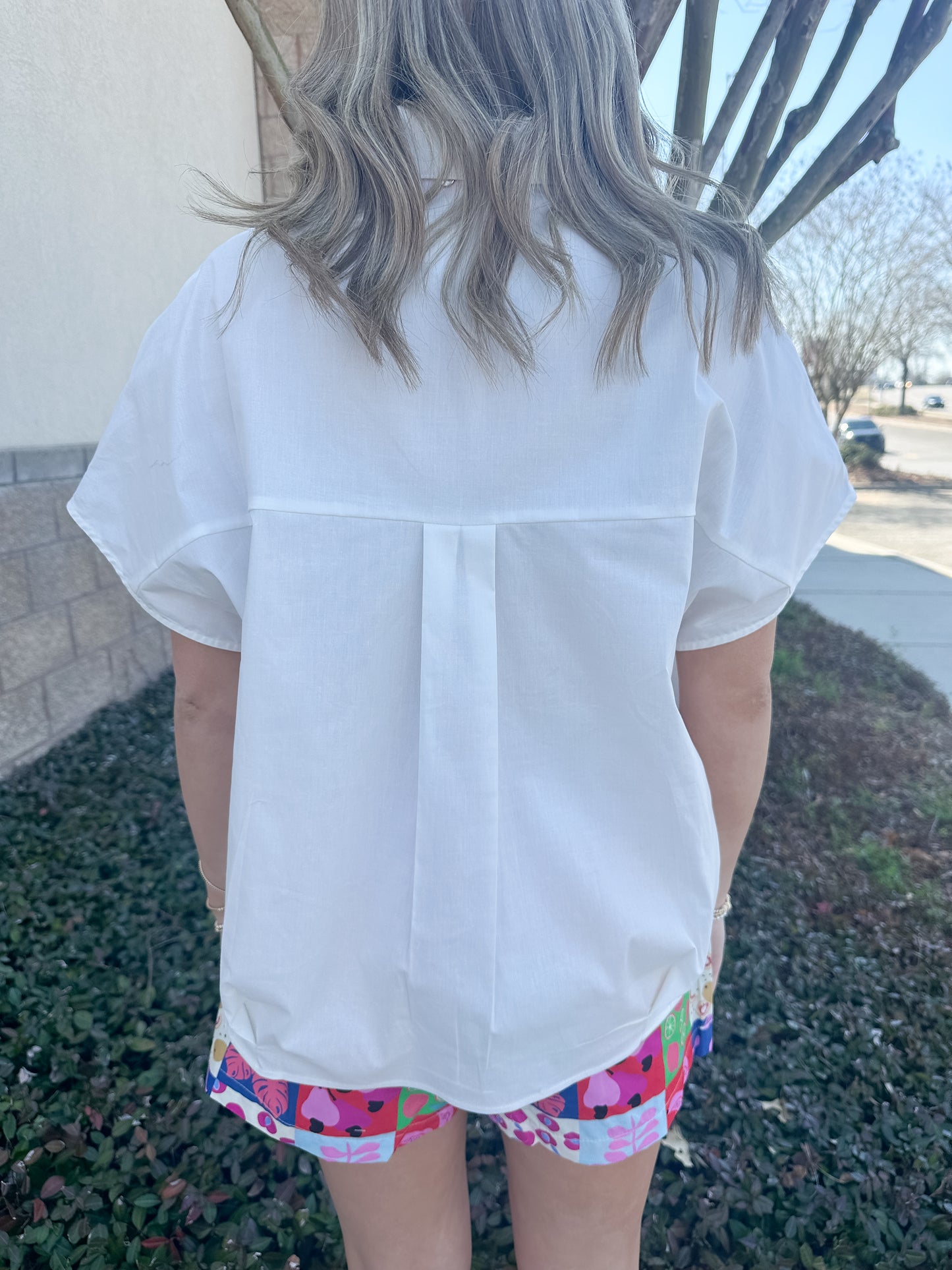 Helen Signature Collar Top - White