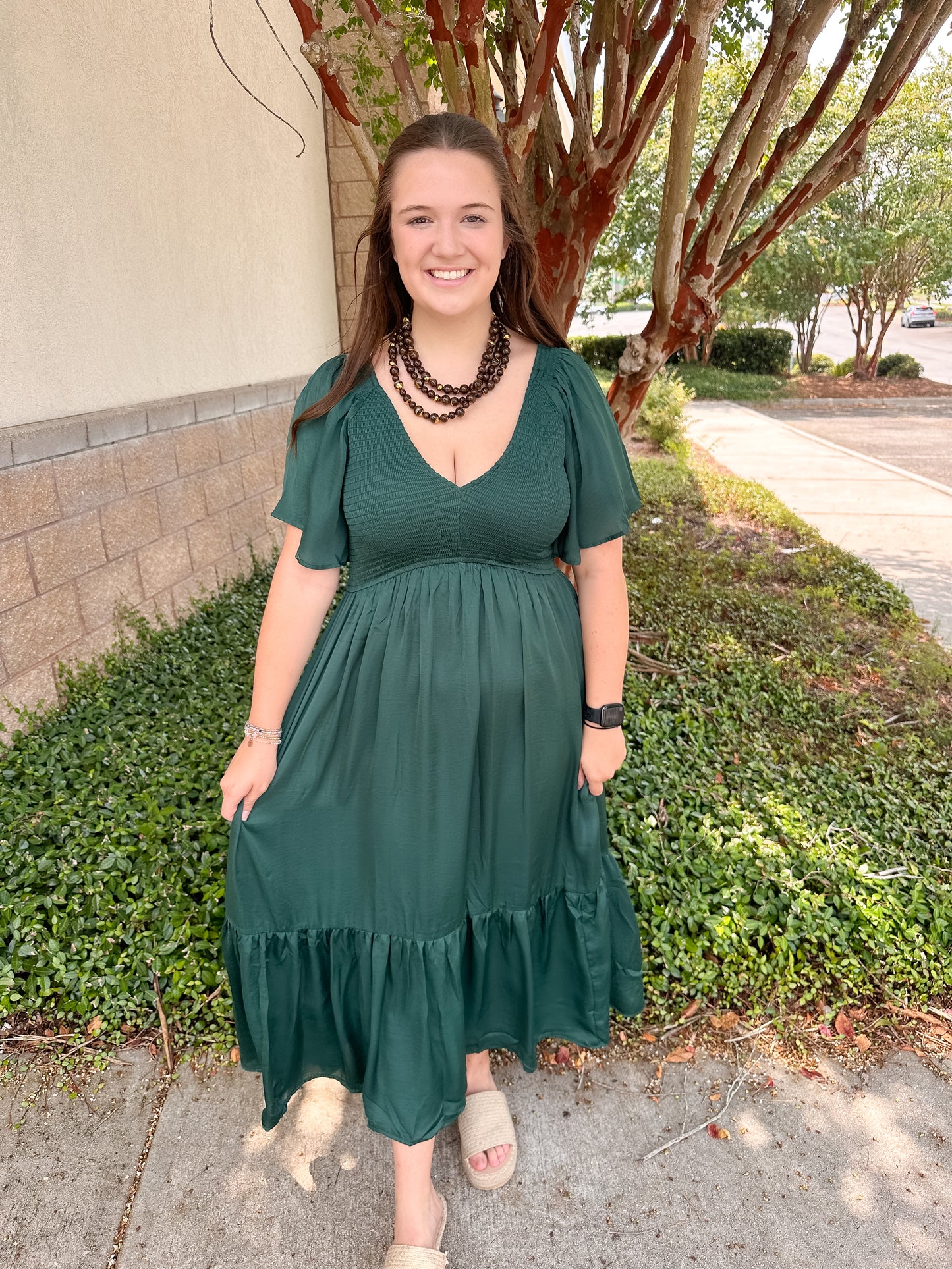 Lacey Satin Midi Dress
