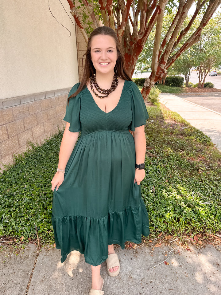 Lacey Satin Midi Dress