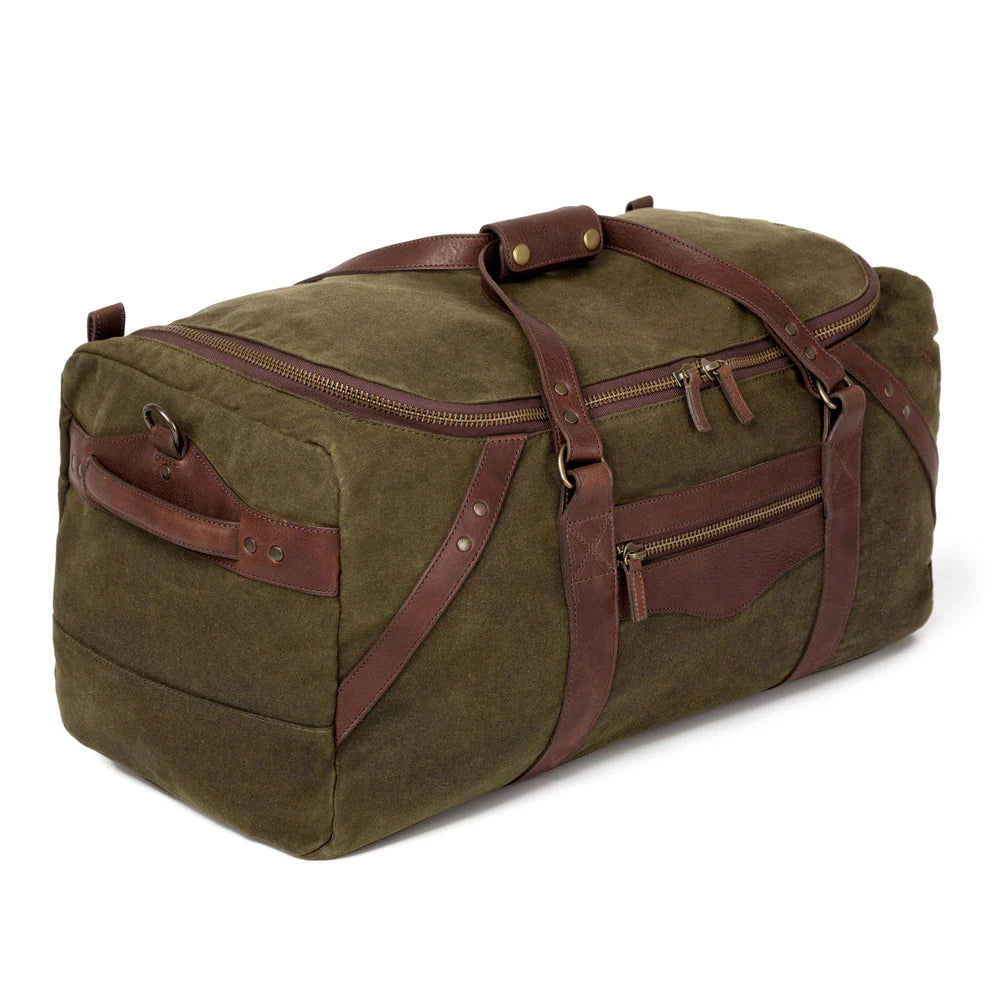 Mission Mercantile Campaign Waxed Canvas Large Duffle Bag - Smoke Forest