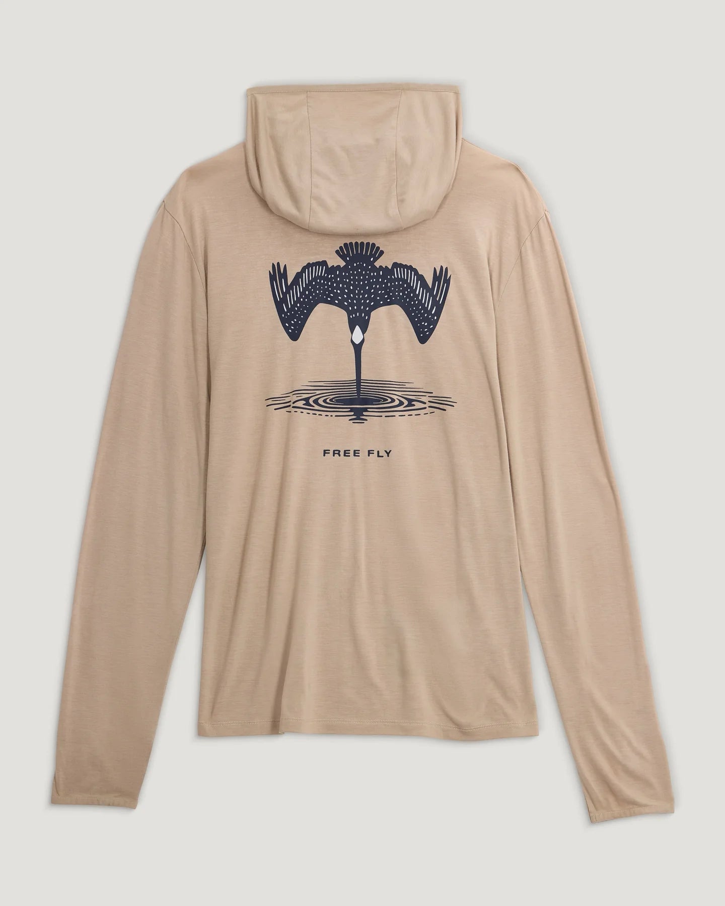 Free Fly Men’s Bamboo Lightweight Graphic Hoodie - Dive Bomb Desert Tan