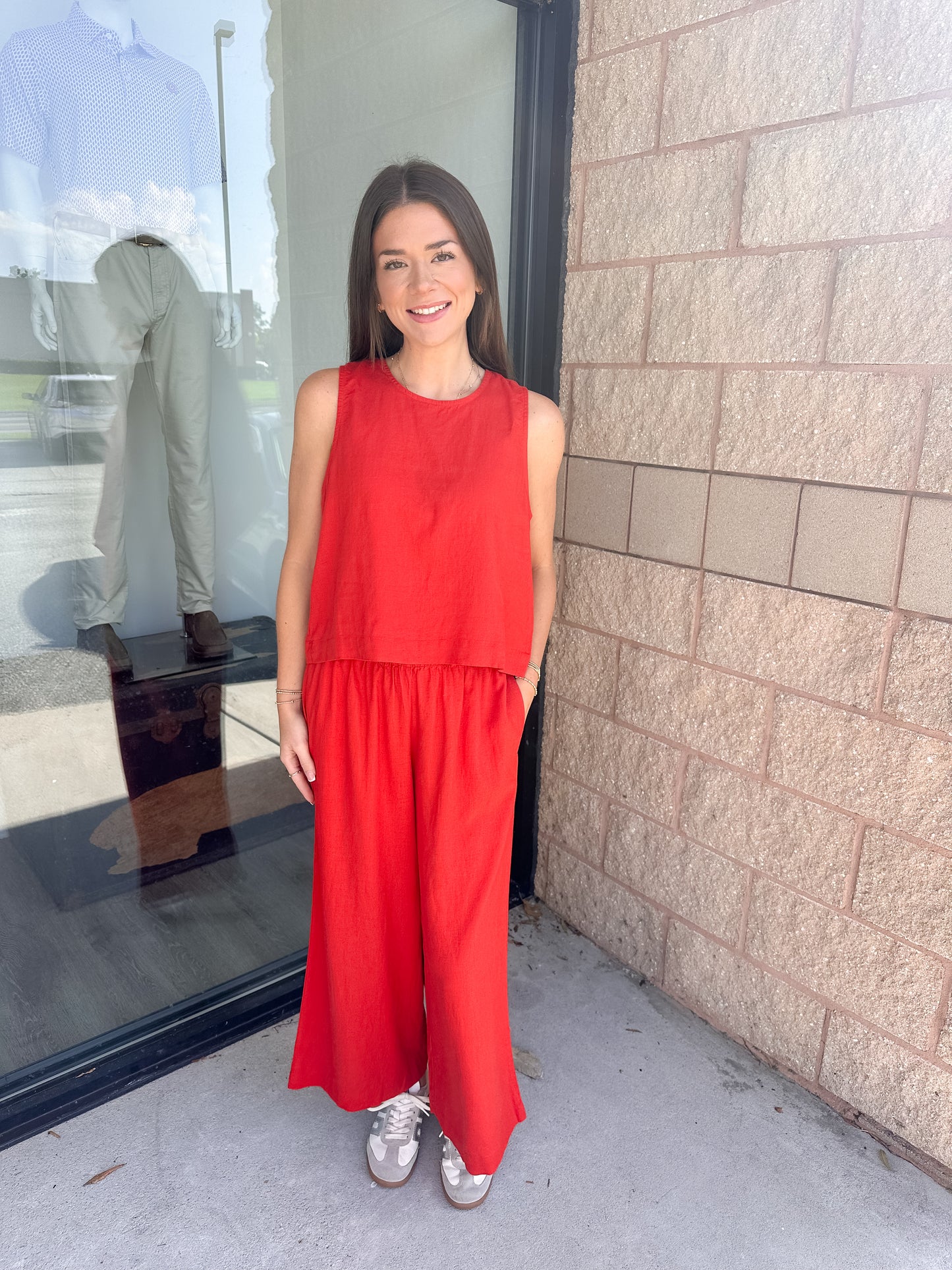 Sloane Linen Top - Chili Pepper