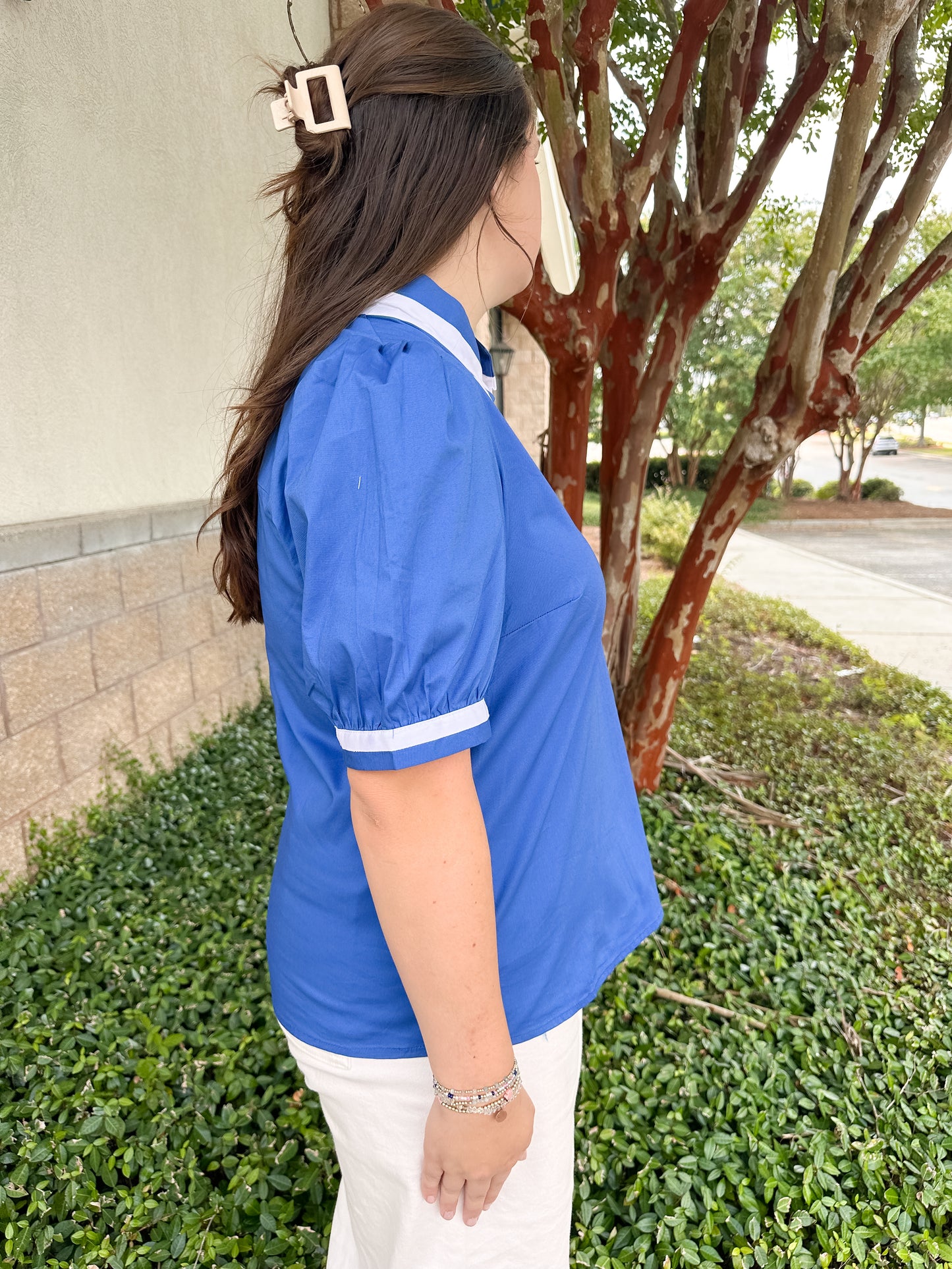 Tricia Top - Blue & White