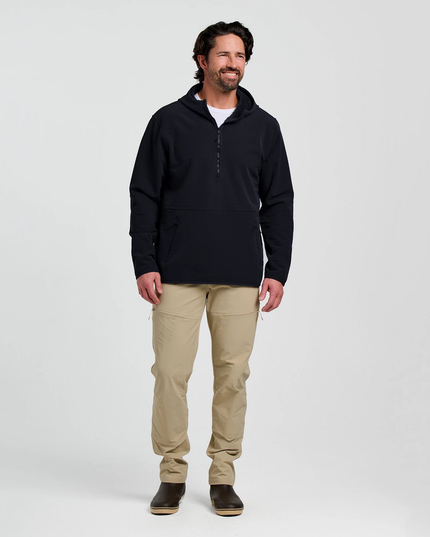 FreeFly Men’s Gridback Fleece Anorak Hoodie - Black