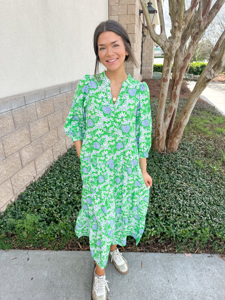 Cameron Dress - Daisy Chains Green