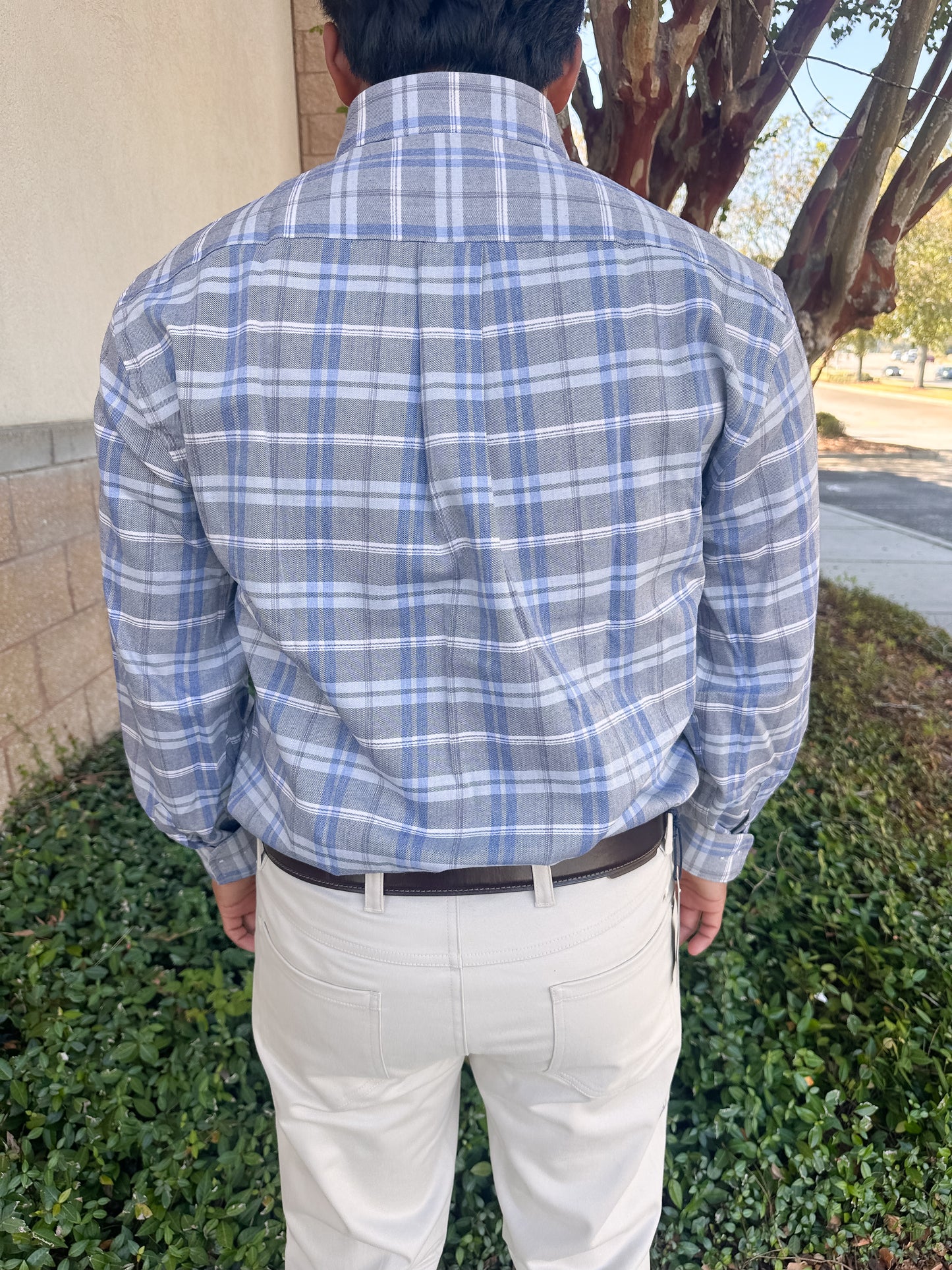 S. Casanova Buck Indigo Plaid Button Down