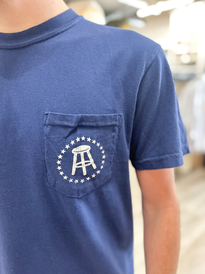 Barstool Outdoors Fireworks USA S/S Pocket T-Shirt - True Navy