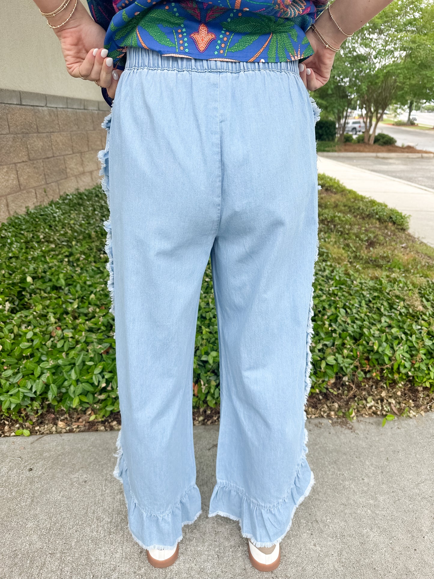 Jayden Ruffle Pant - Denim