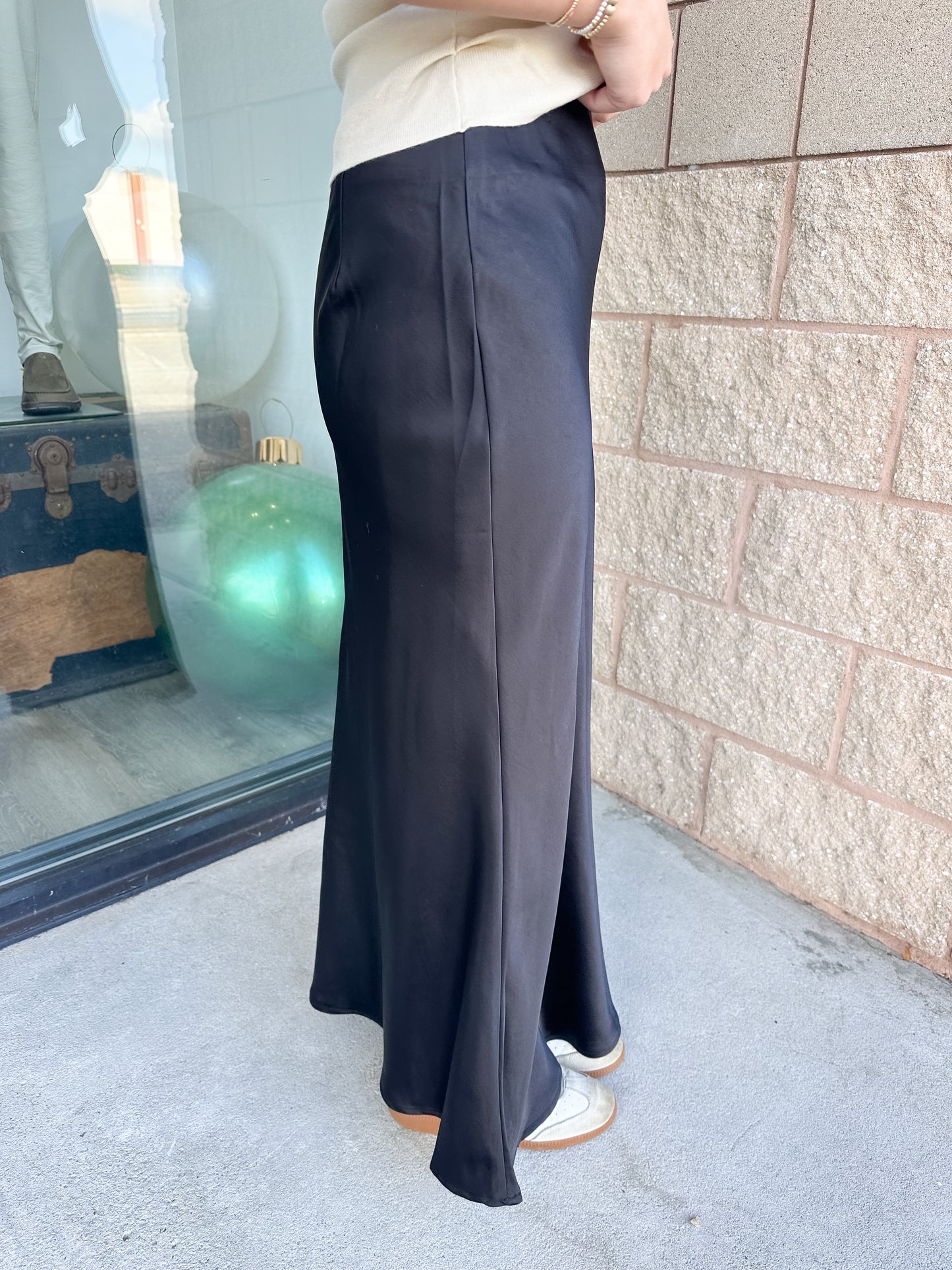 Pasha Satin Midi Skirt