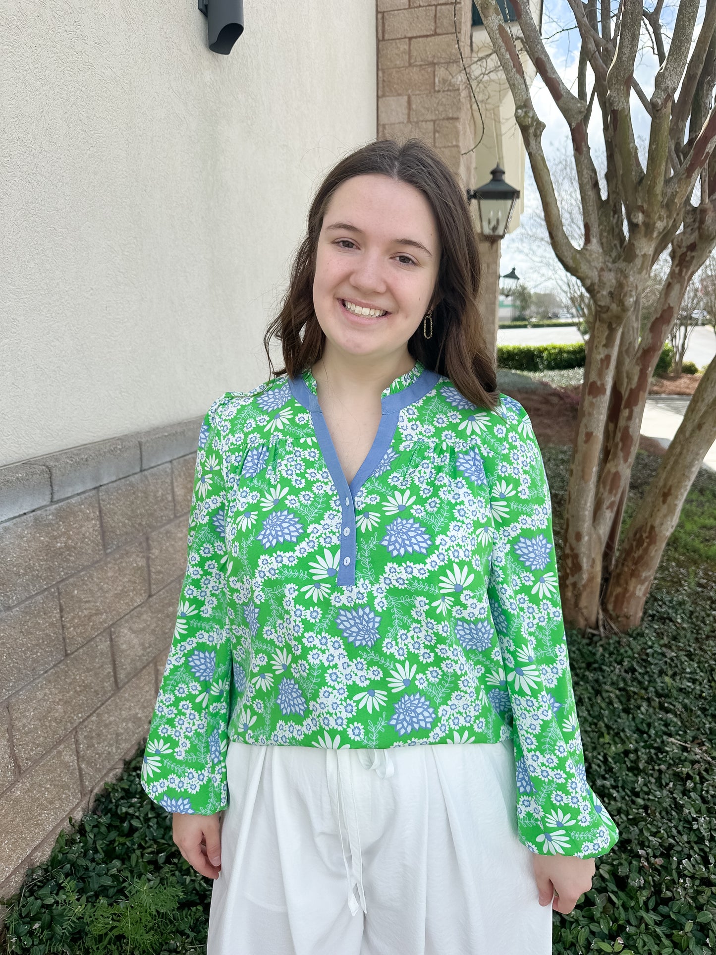 Gianna Top - Daisy Chain Green