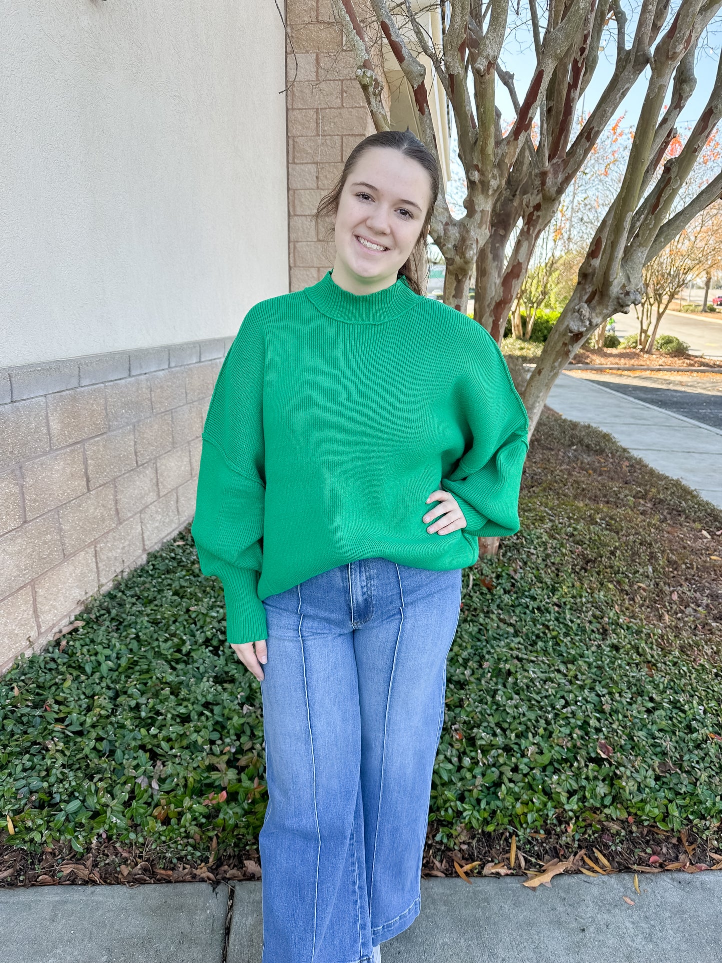 AW Pin Tuck Wide Leg Jean - Medium