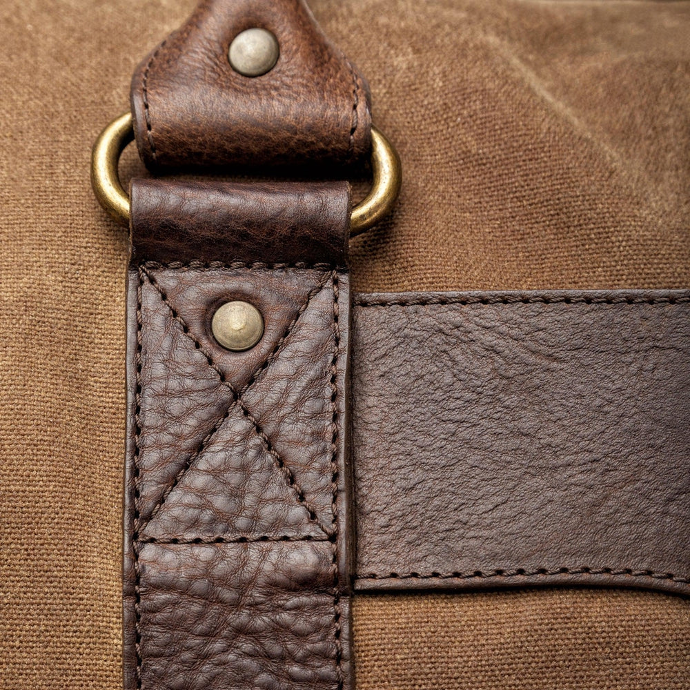 Mission Mercantile Campaign Waxed Canvas Medium Field Duffle Bag - Smoke Brown