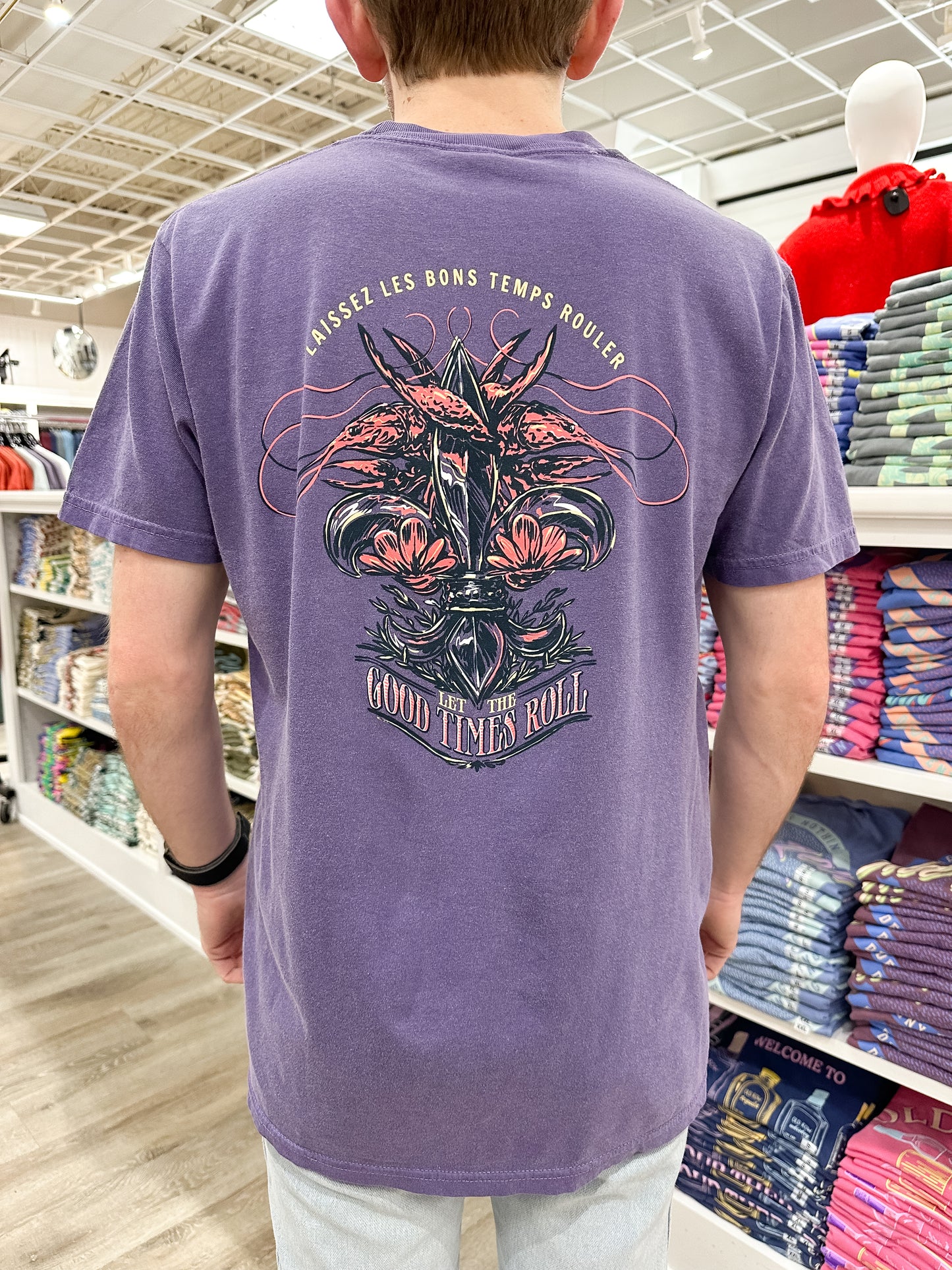 Old Row Outdoors Mardi Gras Good Times  S/S Pocket T-Shirt - Grape